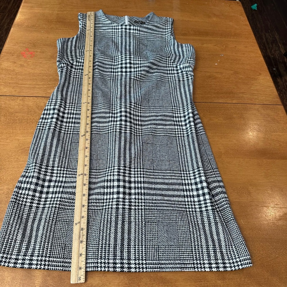 J.McLaughlin Houndstooth Plaid Urban Chic Sleeveless Shift Dress Sz L Stretch - Picture 6 of 9